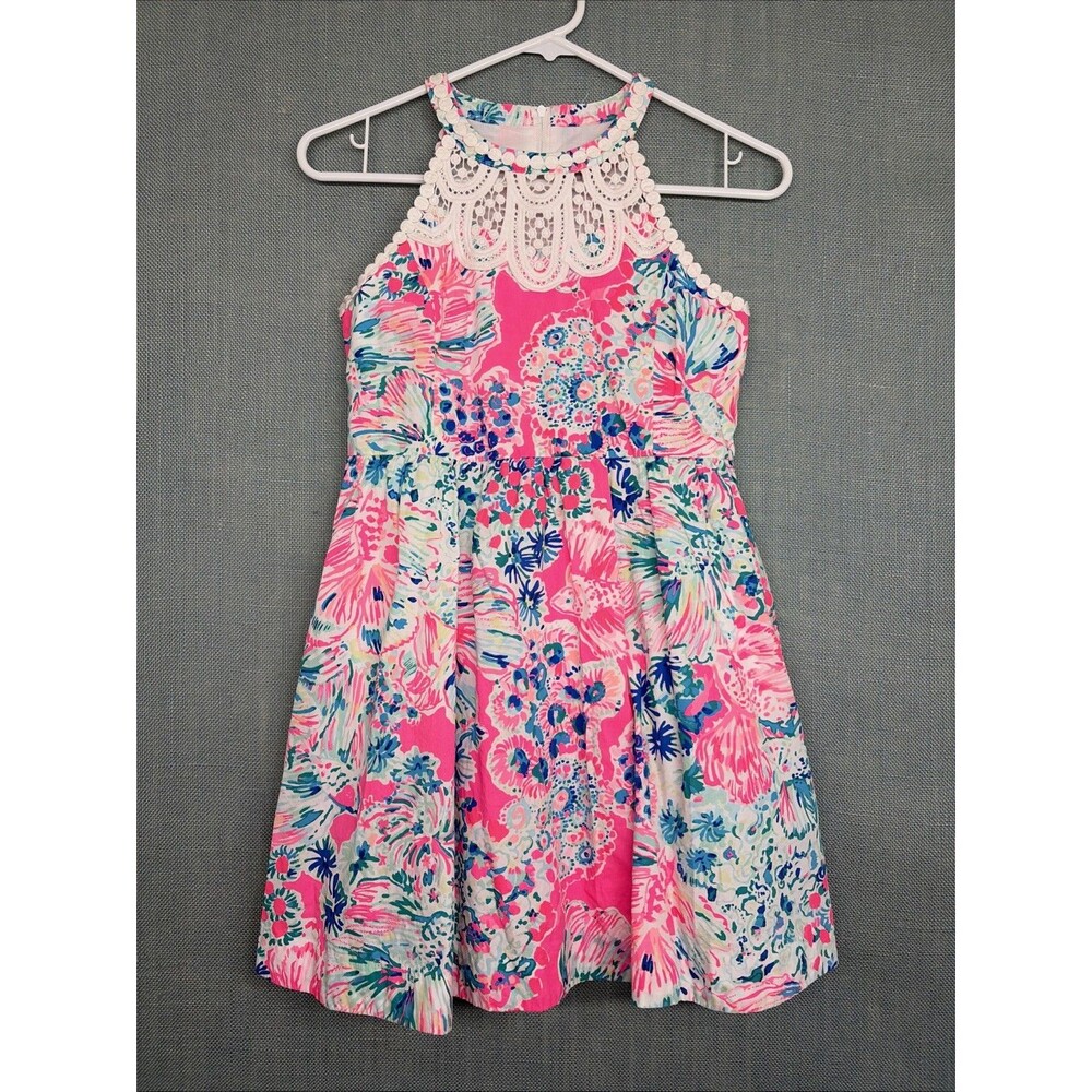 Lilly Pulitzer Girls Kinley Dress GYPSY Pink And Blue Size 14 EUC